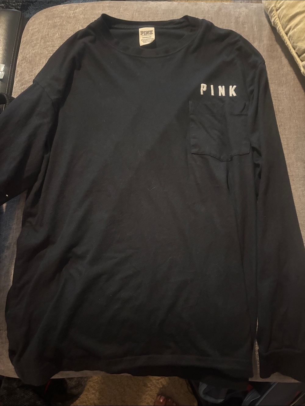 PINK Victoria's Secret Black Long Sleeve Pocket Tee